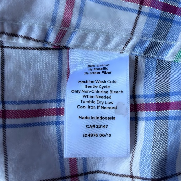 Talbots Multicolor Plaid Button-Down Shirt with a Touch of Silver. - Picture 5 of 5